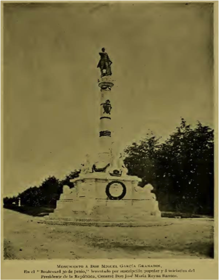 Fotografía del monumento al General Miguel García Granados, publicada en la revista "La Ilustración Española", en 1897.